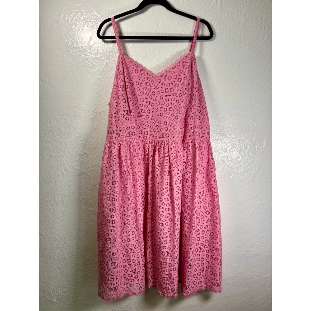 NWT Ashley Nell Tipton Pink Dress 2XL Lace Overlay Coquette Dollcore Barbie